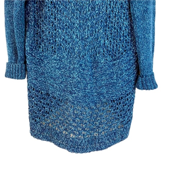 Women’s Eddie Bauer Two Tone Knot Blue Open Front Cardigan- Sz- M - Picture 7 of 10